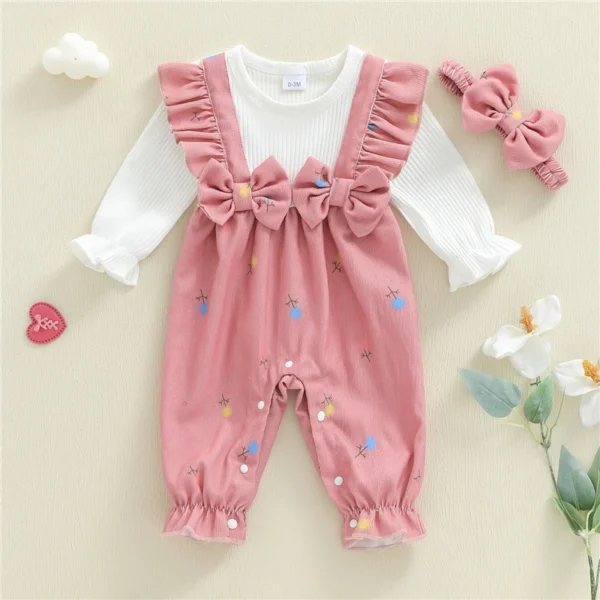Bow Patchwork Romper & Headband
