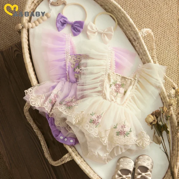 Tulle Floral Embroidered Romper