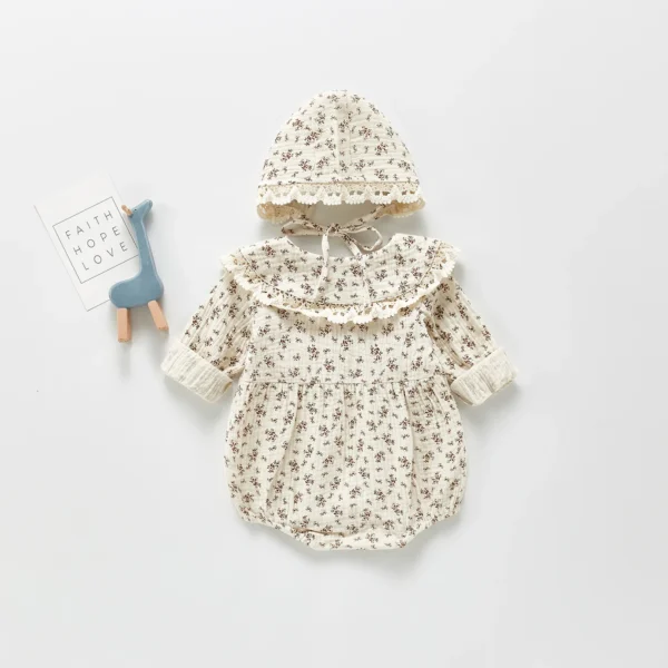 Floral Muslin Romper & Bonnet