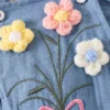 Flower Denim Overall & Bow Set