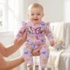Striped Ruffle Sleeve Footie