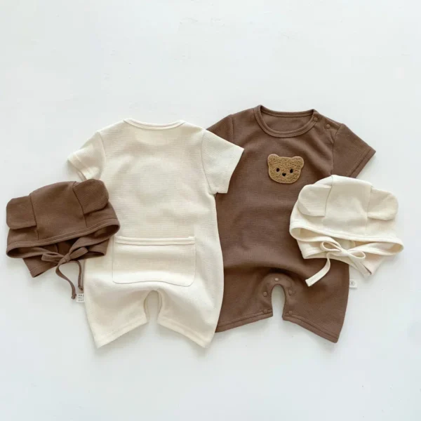 Waffle Bear Romper & Ear Hat