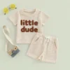 Letter Tee & Drawstring Shorts