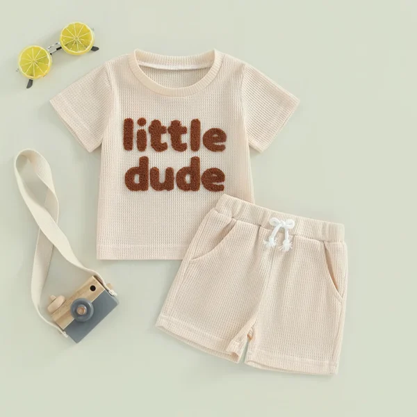 Letter Tee & Drawstring Shorts