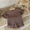 Brown Striped Tee & Shorts