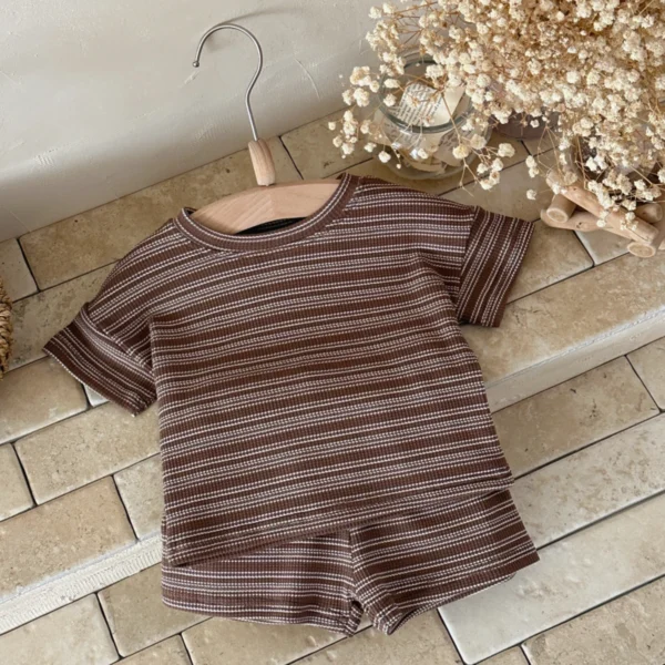 Brown Striped Tee & Shorts