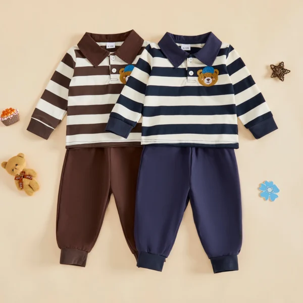 Striped Bear Sweatshirt Set