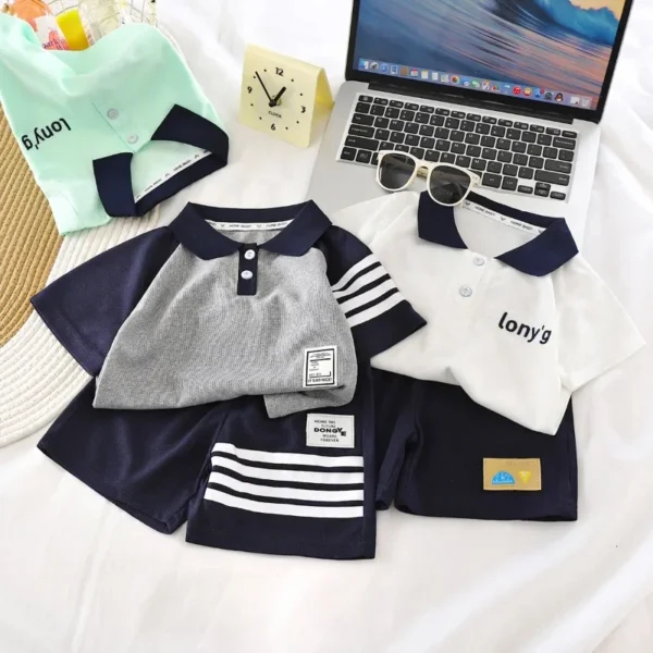 Waffle Knit Polo & Shorts Set