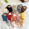 Bear Knitted Mittens with Rope