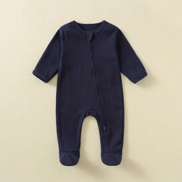 Ribbed Knit Zip Footie