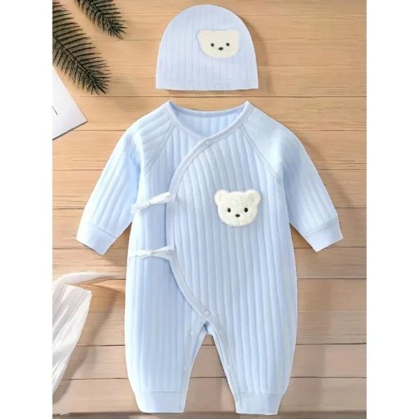 Bear Cotton Jumpsuit with Hat