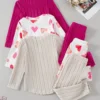 Heart Print Ribbed 3-Piece Set