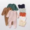 Ribbed Knit Zip Footie