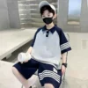 Waffle Knit Polo & Shorts Set