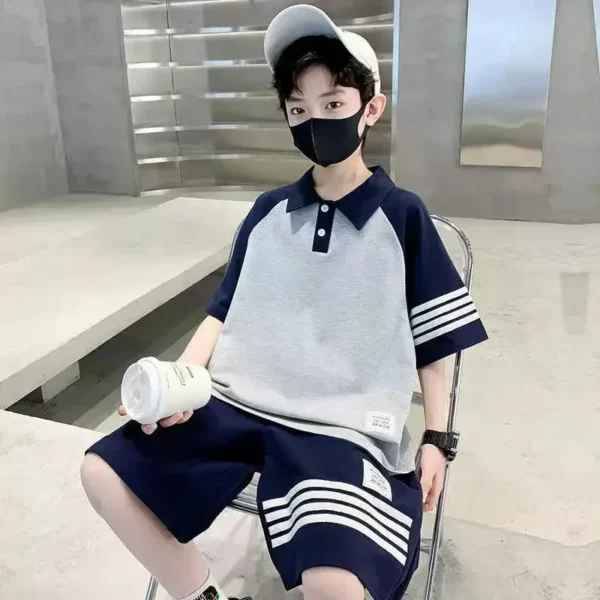 Waffle Knit Polo & Shorts Set