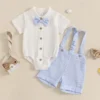 Bow Tie Romper & Suspender Set