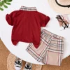 Burgundy Plaid Polo Set