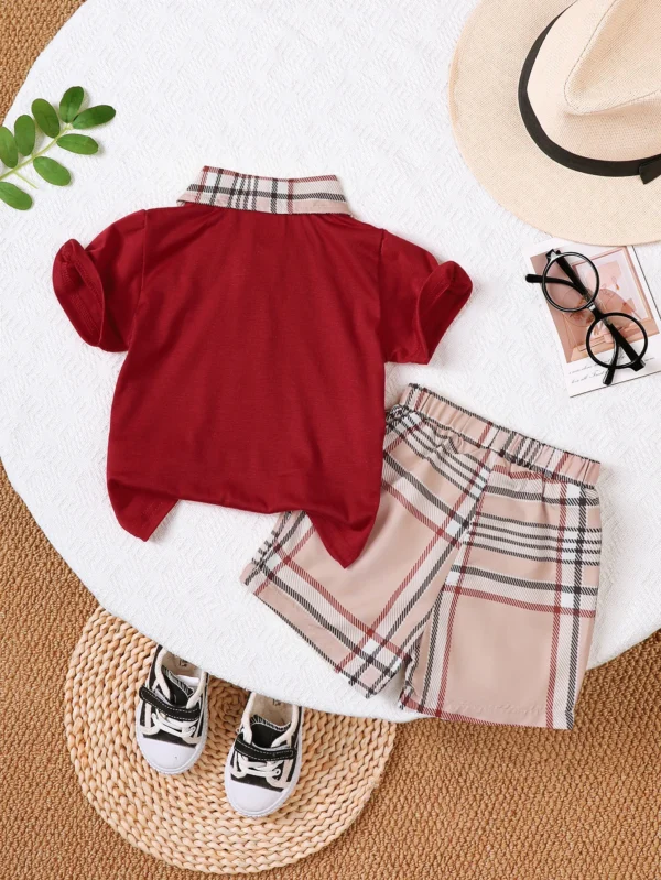 Burgundy Plaid Polo Set
