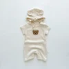 Waffle Bear Romper & Ear Hat