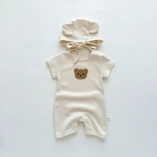 Waffle Bear Romper & Ear Hat