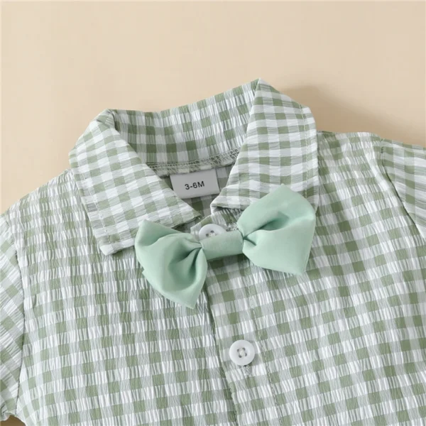 Plaid Suspender Shorts Set