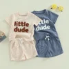 Letter Tee & Drawstring Shorts