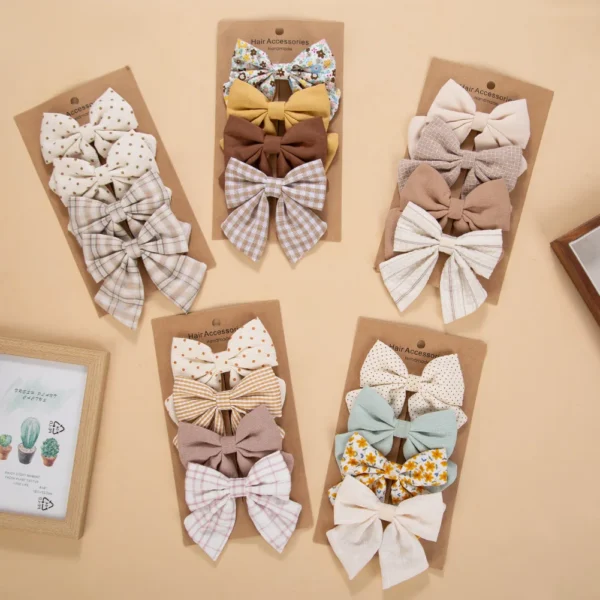 Printed Hair Bow Clips (4 Pack)