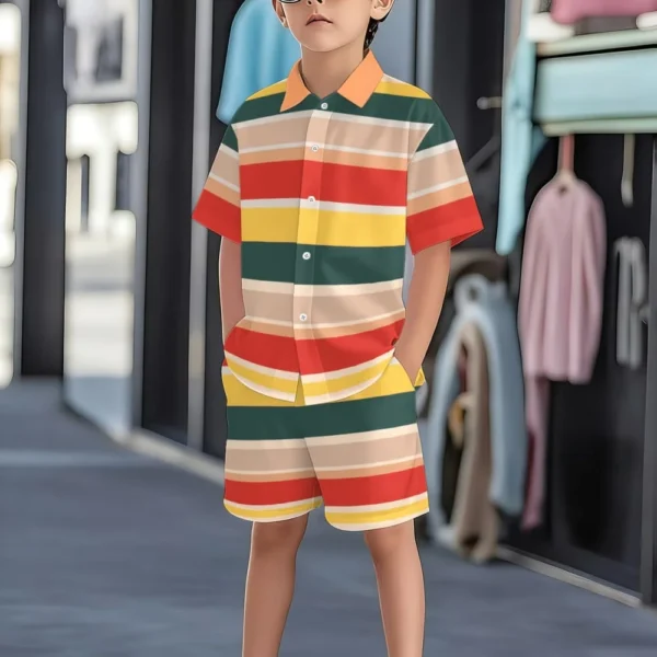 Striped Shirt & Shorts Set