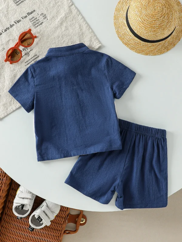 S653b81393508404298b6b30d74ef2be6d.webp Colour Block Tee & Shorts Set