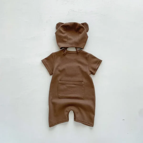 Waffle Bear Romper & Ear Hat