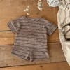 Brown Striped Tee & Shorts