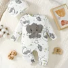 Elephant Embroidered Romper & Hat Set
