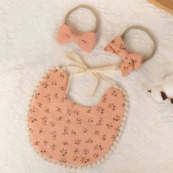 Flower Bib & Headband 3-Piece Set