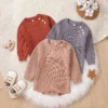 Button Front Knitted Romper