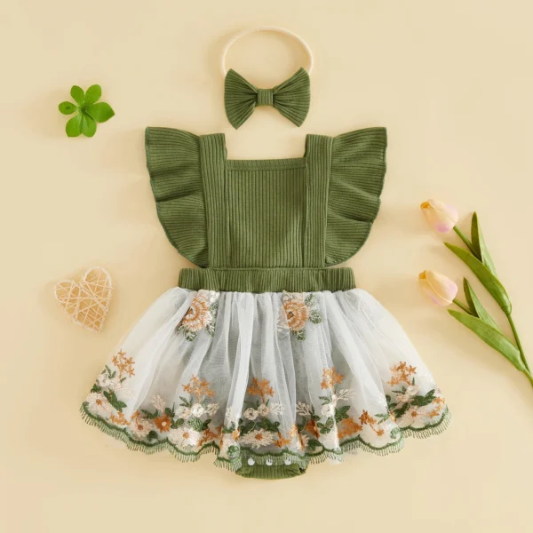 S88a97be8d04240ecb9c4093d52915e62R.webp Lace Floral Romper Dress & Headband