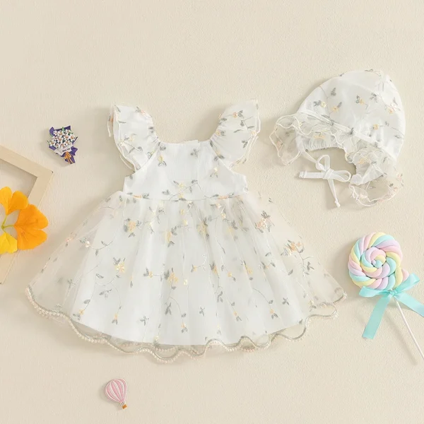 S8e552b31f4a34253a52db85c2150d6ed8.webp Flutter Sleeve Tulle Dress & Hat