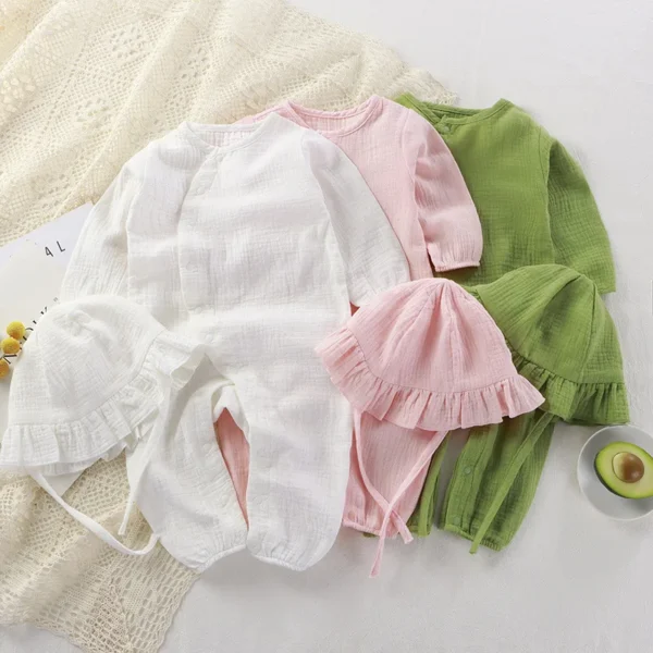 Muslin Romper & Hat Set