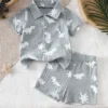 Palm & Dino Beach Shirt Set