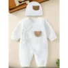 Bear Cotton Jumpsuit with Hat