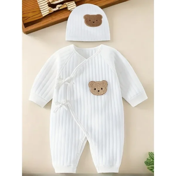 Bear Cotton Jumpsuit with Hat