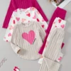 Heart Print Ribbed 3-Piece Set