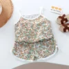 Square Collar Top & Shorts Set
