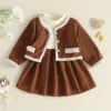 Cardigan & Patchwork Dress Set