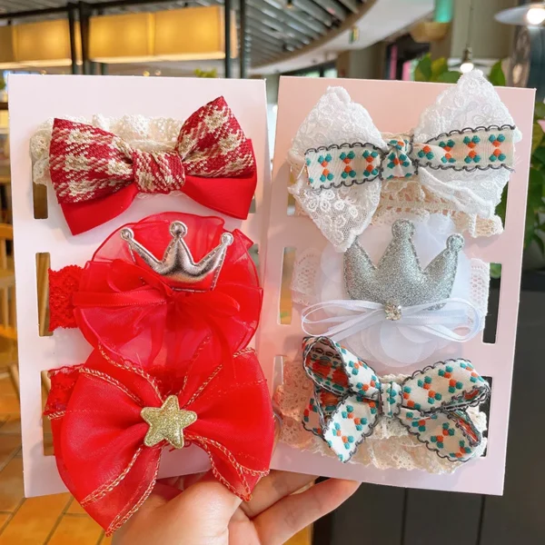 Flower Bow Headband Set (3 Pack)