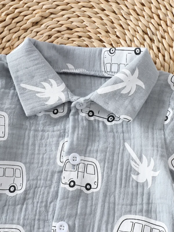 Palm & Dino Beach Shirt Set