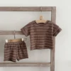 Brown Striped Tee & Shorts