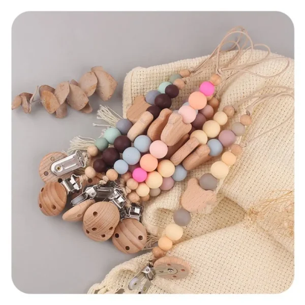 Wooden Bead Pacifier Clip