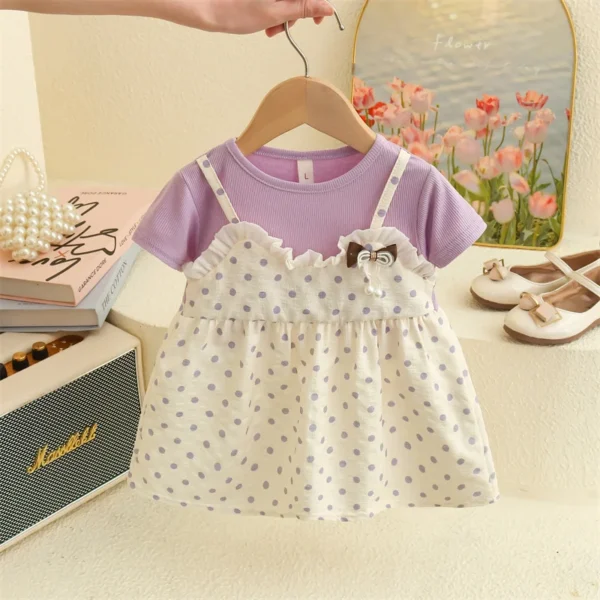 Polka Dot Faux Two-Piece Dress
