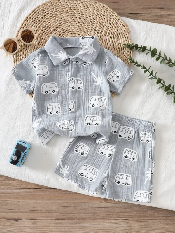 Palm & Dino Beach Shirt Set