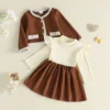 Cardigan & Patchwork Dress Set